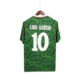 KODAA SPORT Mexico 1994 retro home football shirt with Luis Garcia 10 printed on the back. Green patterned jersey.