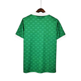 KODAA SPORT 1995 Mexico retro home football shirt, green with white collar and cuffs, all-over ABA SPORT logo pattern.