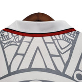 KODAA SPORT Mexico 1998 retro football jersey with white, grey, and red details. Features a classic collar and a unique graphic pattern.