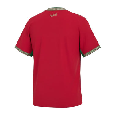 KODAA SPORT Morocco 2026 World Cup home jersey, red with green trim and Arabic script detail.