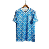 KODAA SPORTS Netherlands 1988 retro football jersey, blue with white geometric pattern and Adidas stripes.