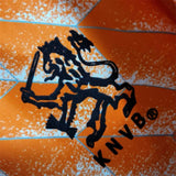 KODAA SPORTS Netherlands 1988 retro home football shirt with orange and white pattern and black lion crest.